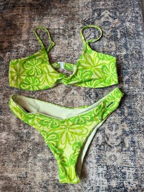 Blackbough Light Green Floral Bikini Set